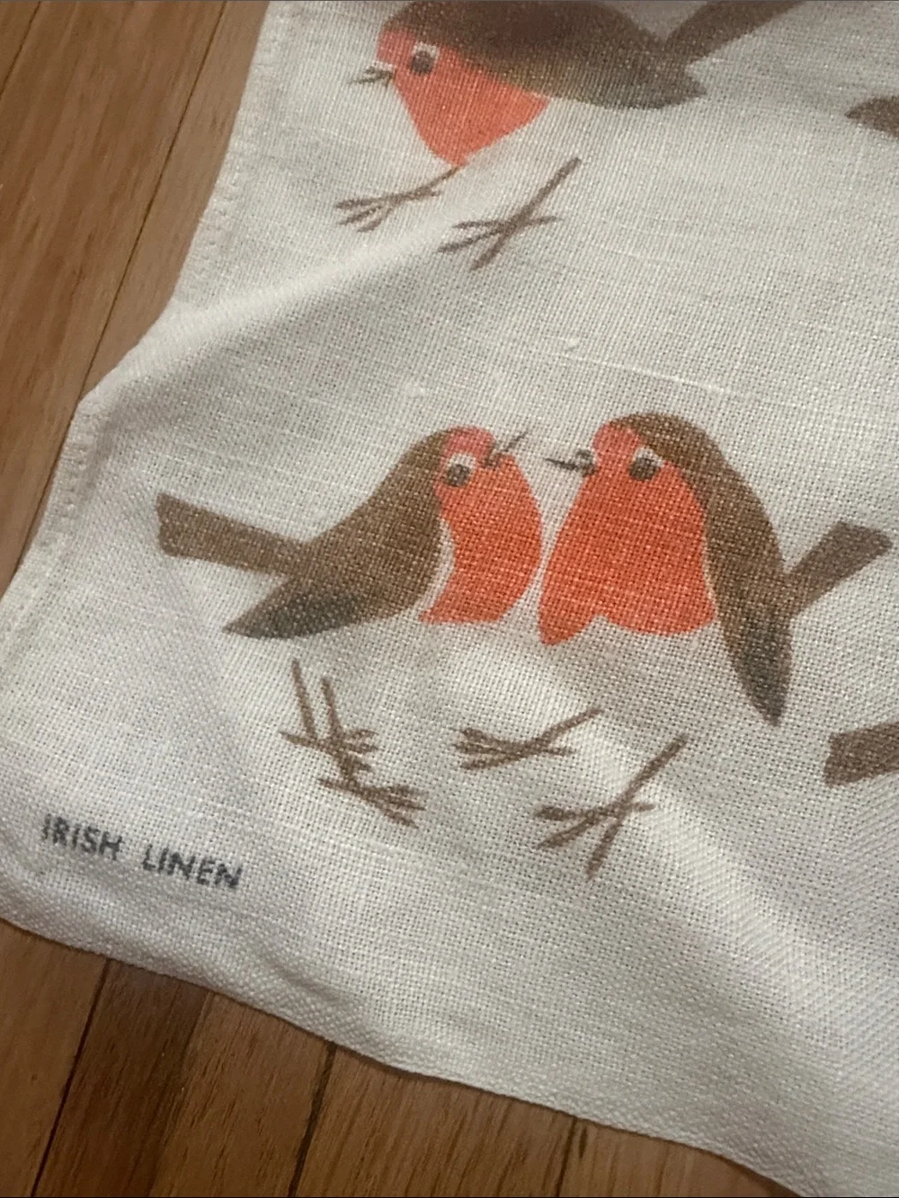 Vintage Irish Linen Robins Tea Towel Ulster Weavers